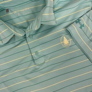 Under Armour Men's XL Polo‎ Shirt Green Striped Golf logo Performance